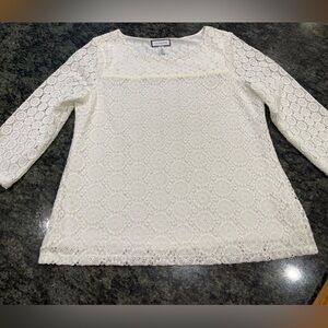 🔥Beautiful Charter Club ivory lace blouse size M.  Sophisticated and stylish!